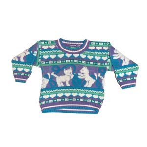 VINTAGE 80s HEARTWORKS CAT SWEATER